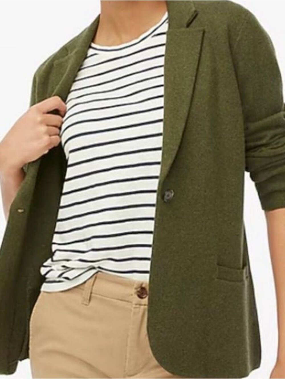 J. Crew Sweater Blazer Jacket Green 100% Cotton XL
